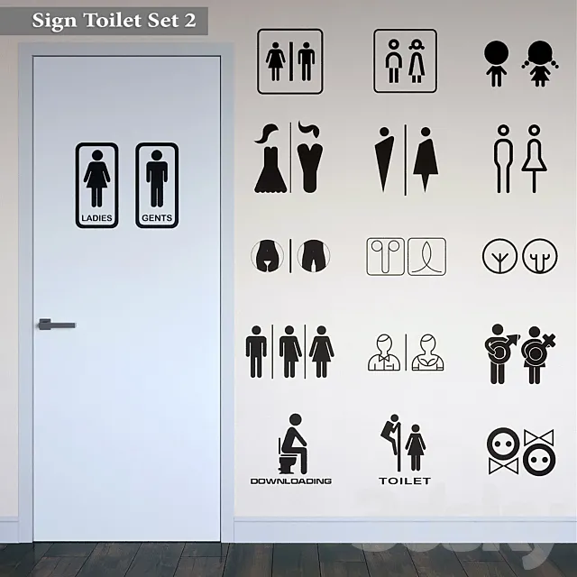 Sign Toilet Set 2 3DModel Sign Toilet Set 2 3DModel