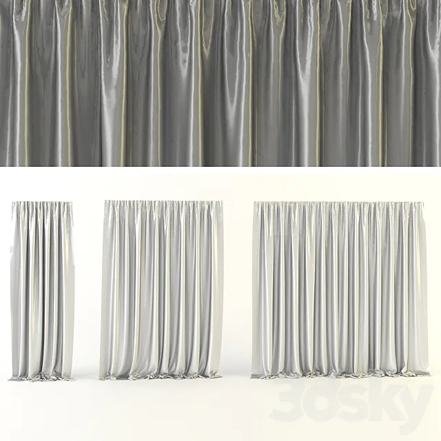 Silk curtains 3D Model