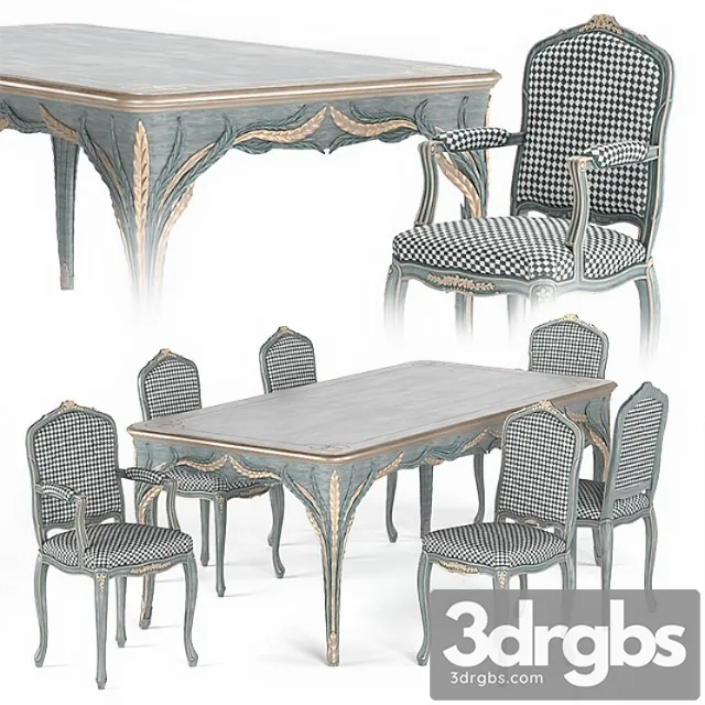 Silvano Grifoni Table And Chair Set 3D Model Download