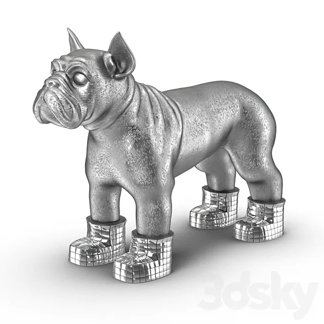 Silver French Bulldog 3DModel Silver French Bulldog 3DModel