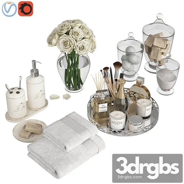 Silver Gold Bathroom Decor 3D Model Download