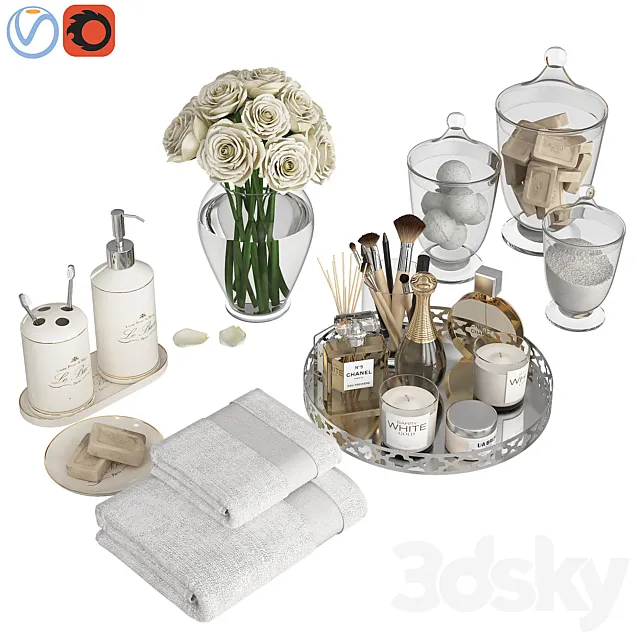 Silver Gold Bathroom Decor 3DModel