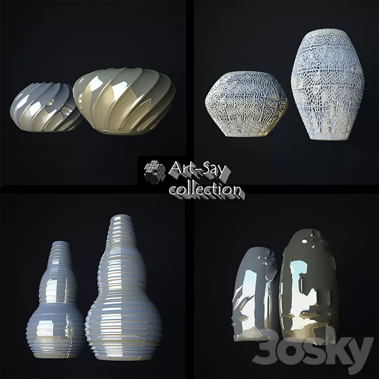 Silver-gold vases 3D Model