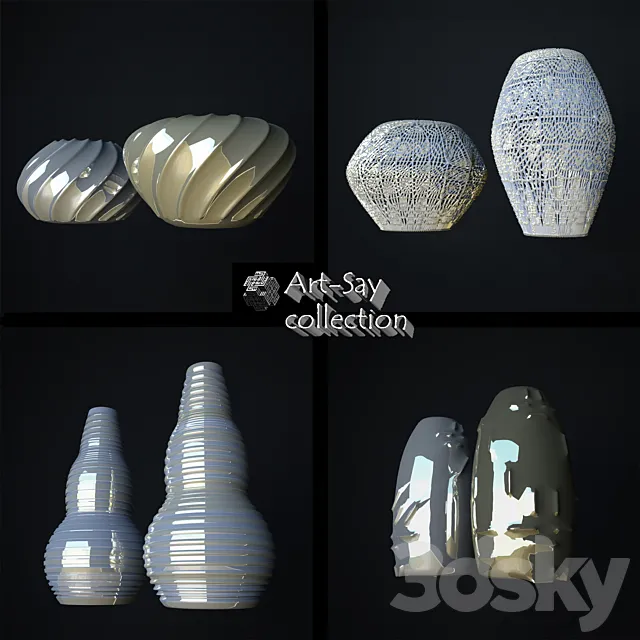 Silver-gold vases 3DModel