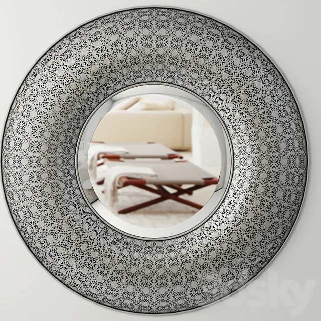 Silver Round Mirror 3DModel Silver Round Mirror 3DModel