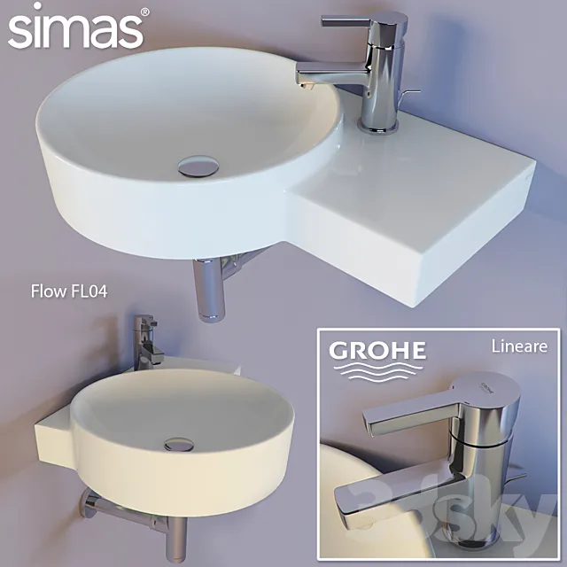 Simas Flow FL04 & Grohe Lineare 3D Model Simas Flow FL04 & Grohe Lineare 3D Model