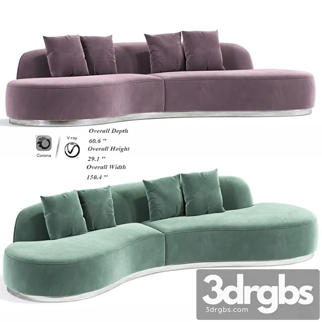 Simona long curved sofa 2 3D Model Download