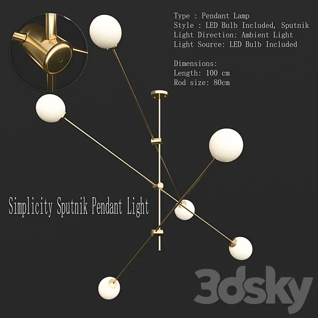 Simplicity Sputnik Pendant Light 3D Model Simplicity Sputnik Pendant Light 3D Model
