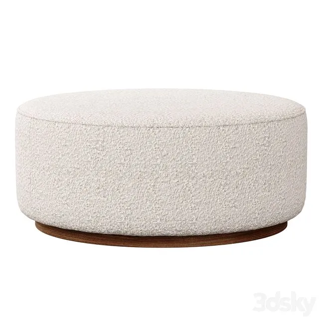 Sinclair Large Round Boucle Ottoman Whistler Oyster Suede by Four Hands 3D Model Sinclair Large Round Boucle Ottoman Whistler Oyster Suede by Four Hands 3D Model