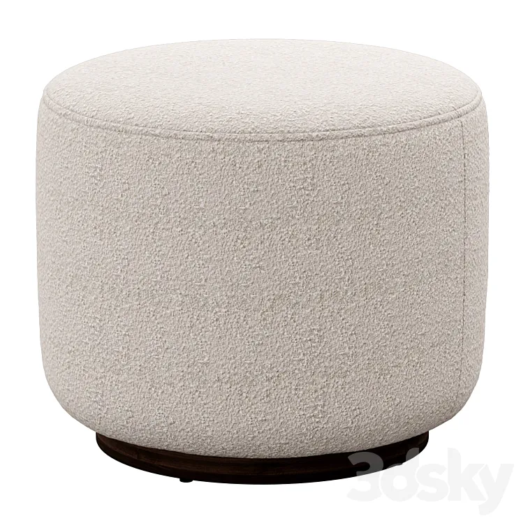 Sinclair Round Boucle Ottoman Whistler Oyster Suede by Four Hands 3D Model Free Download