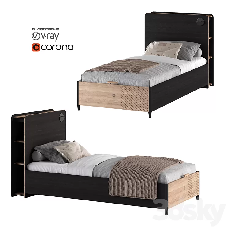 Single bed Cilek – Black 3D Model