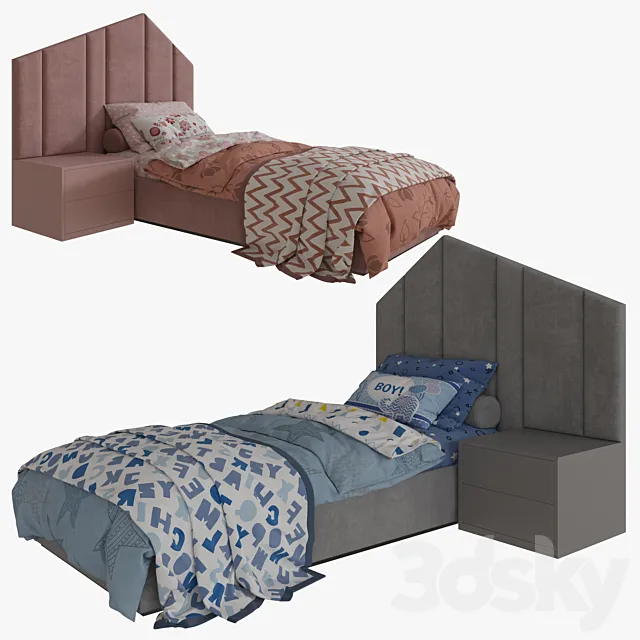 Single Beds 01 GIRLS and BOY 3DModel Single Beds 01 GIRLS and BOY 3DModel