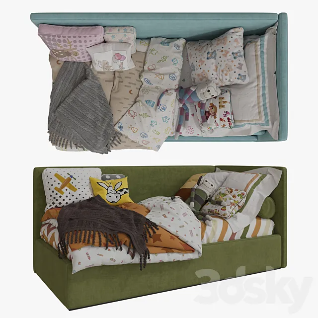 Single Beds 02 Girls and Boy 3DModel Single Beds 02 Girls and Boy 3DModel