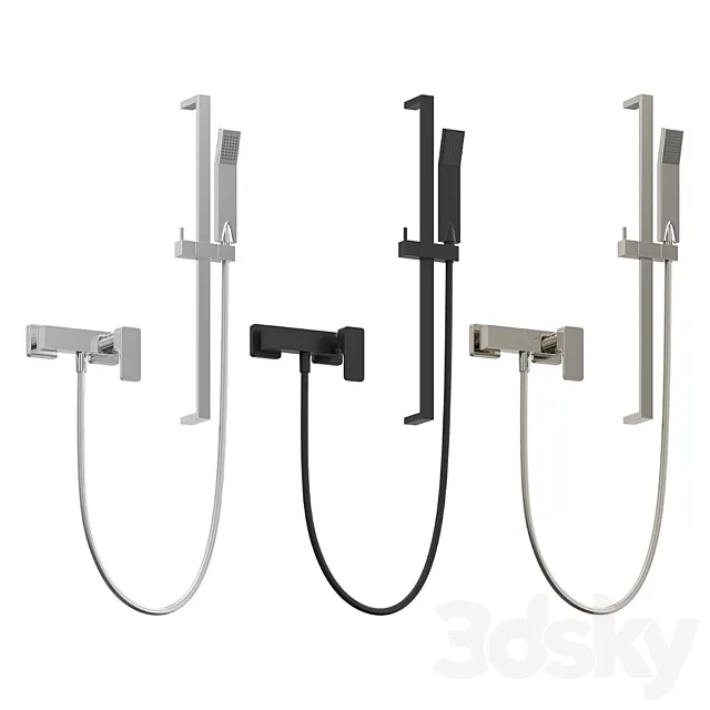 Single lever shower mixer with shower set Cisal Cubic 3D Model