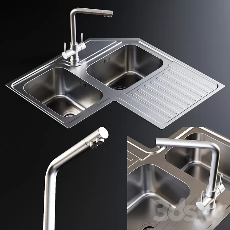 Sink Alba and Mixer Amalfi 3D Model Sink Alba and Mixer Amalfi 3D Model