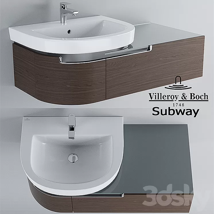 Sink and cabinet Villeroy & Boch Subway 3D Model