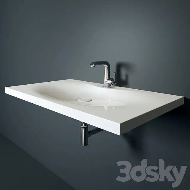 Sink and faucet Bravat Waterfall F173107C 3DModel Sink and faucet Bravat Waterfall F173107C 3DModel