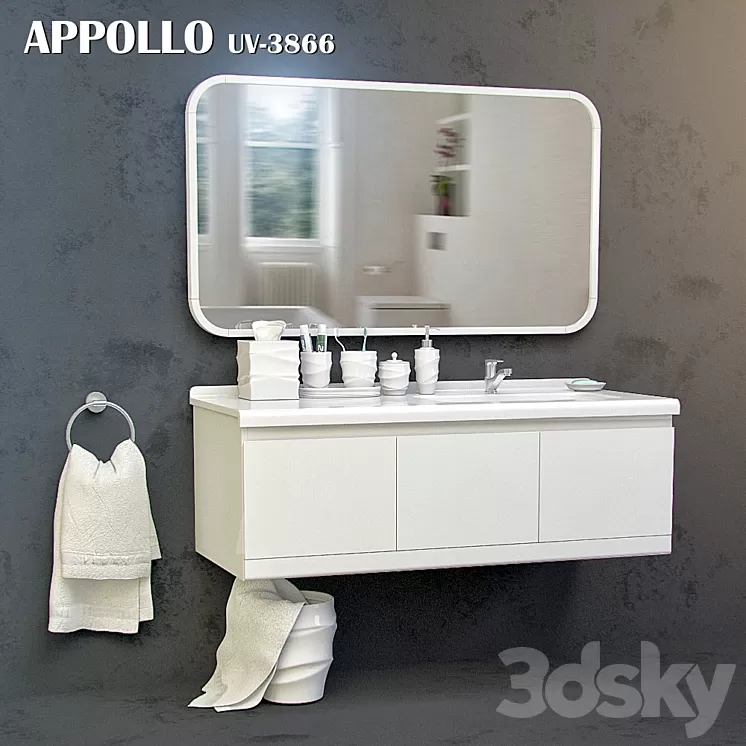 Sink and mirror APPOLLO UV-3866. 3D Model Sink and mirror APPOLLO UV-3866. 3D Model