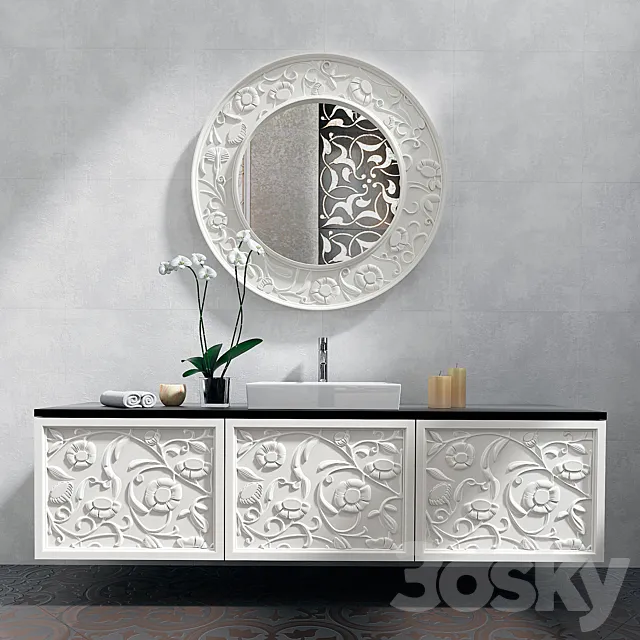 Sink and mirror mirror Elledue_Saraya Notte 3D Model Sink and mirror mirror Elledue_Saraya Notte 3D Model