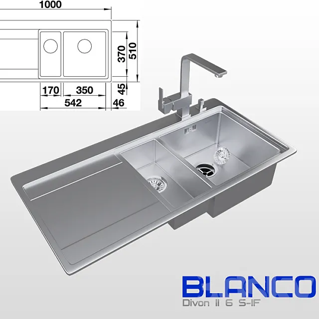Sink BLANCO + mixer 3D Model Sink BLANCO + mixer 3D Model