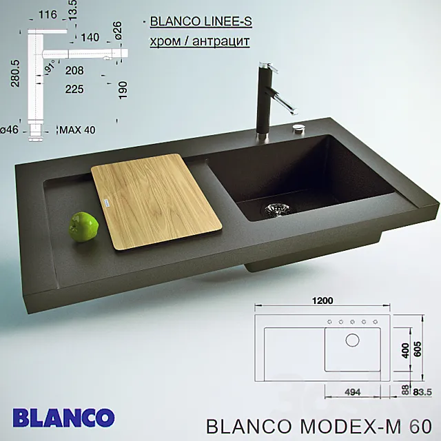 Sink BLANCO MODEX-M 60 3D Model Sink BLANCO MODEX-M 60 3D Model