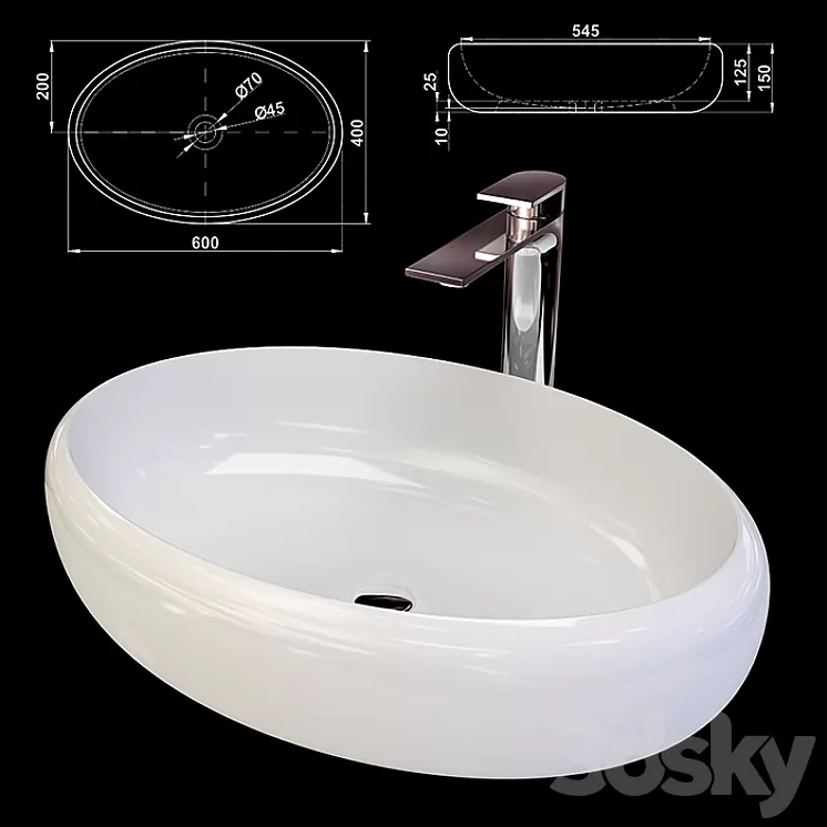 Sink consignment note Melana MLN-A252 3D Model Sink consignment note Melana MLN-A252 3D Model