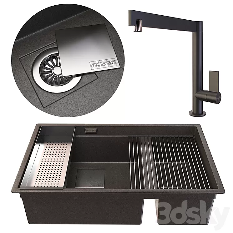 sink Franke Kubus (set) 3D Model sink Franke Kubus (set) 3D Model