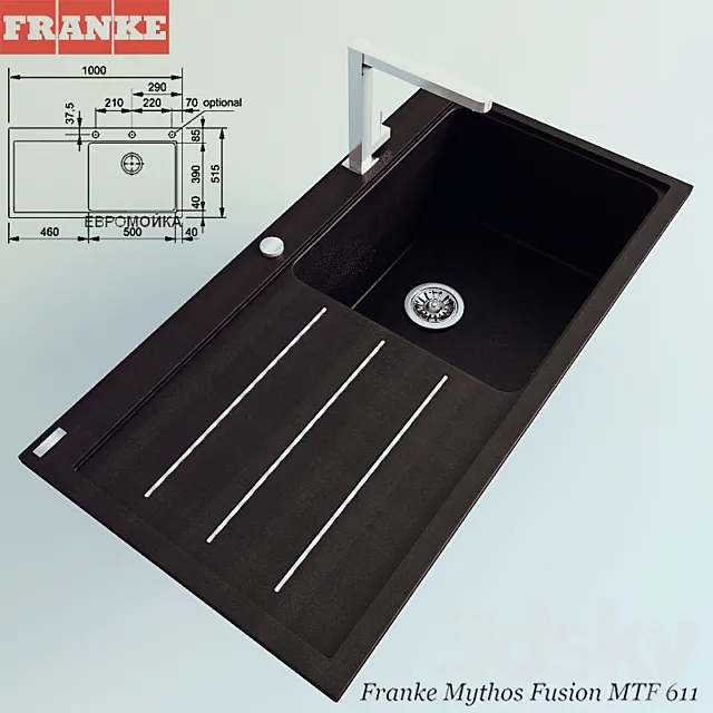 Sink Franke Mythos Fusion MTF 611 3D Model Sink Franke Mythos Fusion MTF 611 3D Model