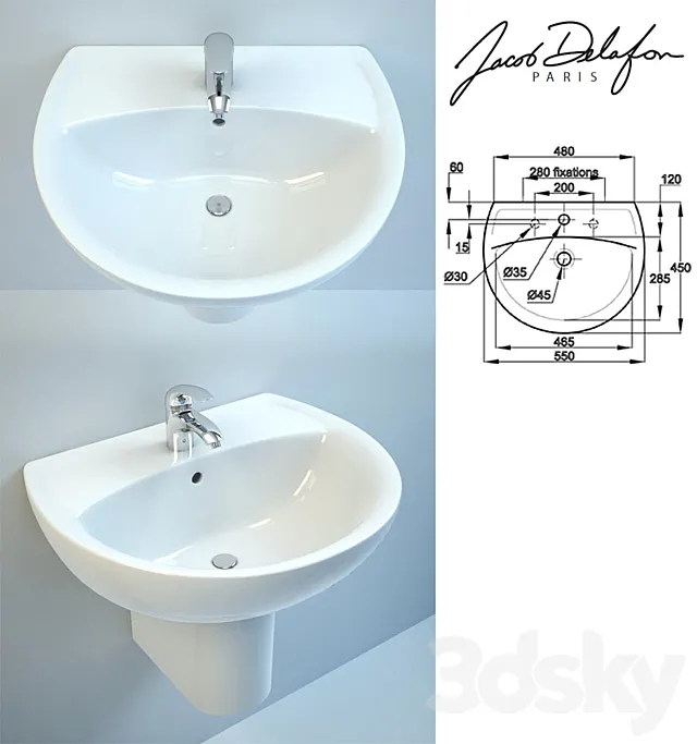 Sink Jacob Delafon Patio E4158 3DModel Sink Jacob Delafon Patio E4158 3DModel