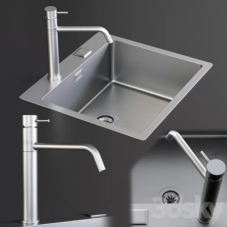 Sink Mira Mixer Inox 3D Model Sink Mira Mixer Inox 3D Model