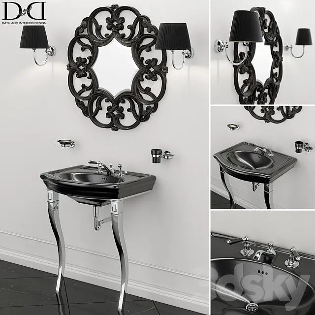 Sink NEW ETOILE (MARLENE CONSOLE) and Mirror BLACK AMELIE Devon Devon 3D Model Sink NEW ETOILE (MARLENE CONSOLE) and Mirror BLACK AMELIE Devon Devon 3D Model