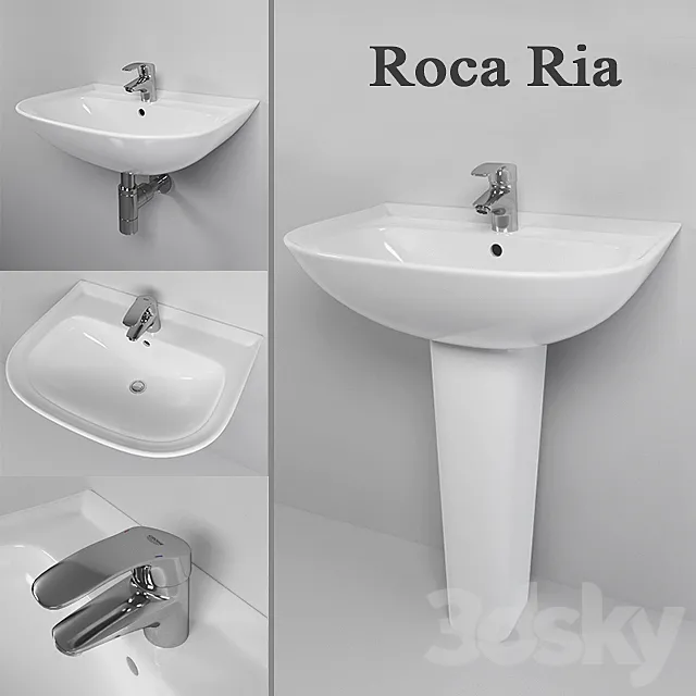Sink Roca Ria mixer Grohe Eurosmart 3D Model Sink Roca Ria mixer Grohe Eurosmart 3D Model