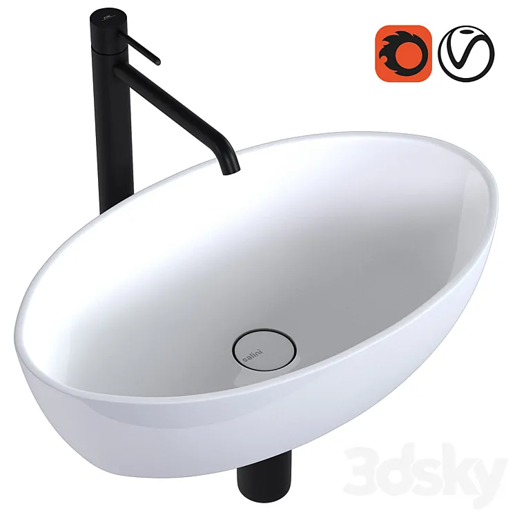 Sink Salini Alda 01 & faucet Noken Round by Porcelanosa 3D Model Free Download