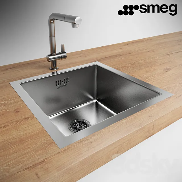 Sink Smeg VQ40-2 3D Model Sink Smeg VQ40-2 3D Model