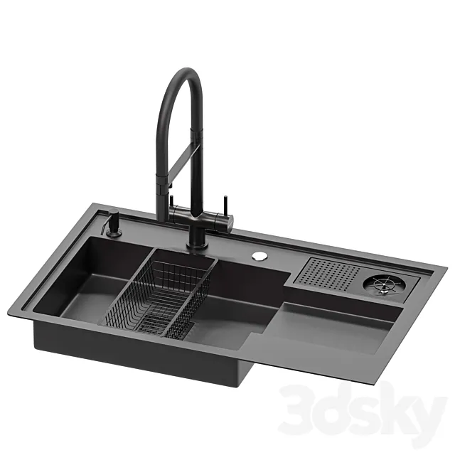 Sink Stainless Steel Cup Washer Sink Kitchen 3D Model Sink Stainless Steel Cup Washer Sink Kitchen 3D Model