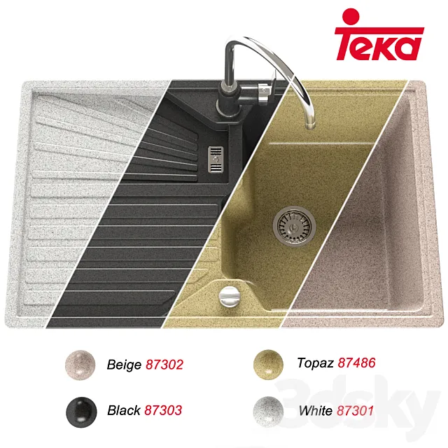 Sink Teka Cascad 45B TG Mixer Teka Teka IN 995 TG 3D Model Sink Teka Cascad 45B TG Mixer Teka Teka IN 995 TG 3D Model