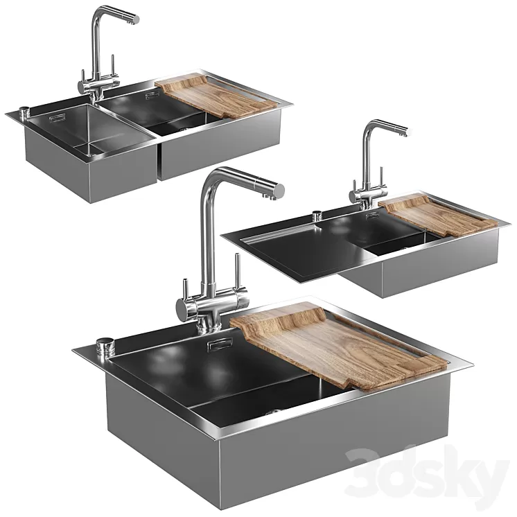Sink with mixer 3D Model Sink with mixer 3D Model