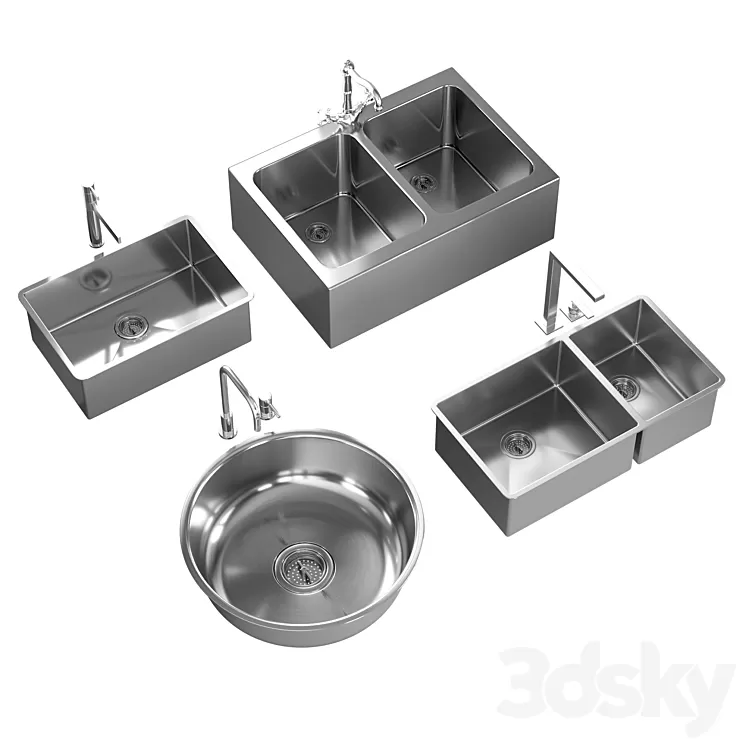Sinks nad Mixers 1 3D Model Sinks nad Mixers 1 3D Model