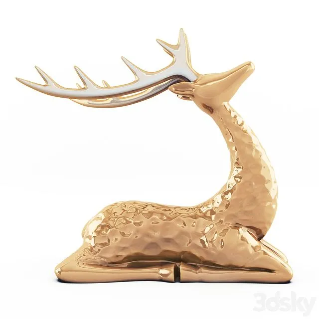 Sitting deer statuette 3D Model Sitting deer statuette 3D Model