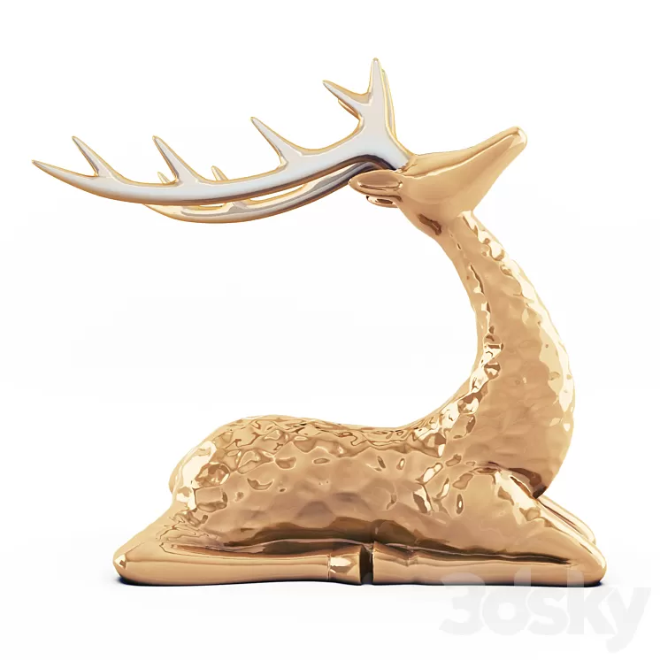 Sitting deer statuette 3D Model