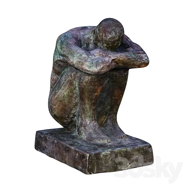 Sitting Man Sculpture 3D Model Sitting Man Sculpture 3D Model