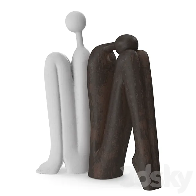 Sitting Stickman Figurine 3D Model Sitting Stickman Figurine 3D Model