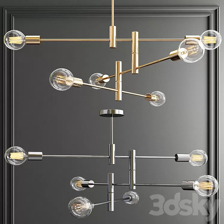 Six Light Fixture Chandelier 3D Model Six Light Fixture Chandelier 3D Model
