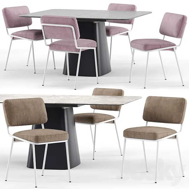 Sixty chair and Hey Gio extending table – connubia calligaris 3D Model