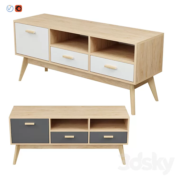 Skandica – Horten (Nordic Scandi) TV stand 3D Model Free Download