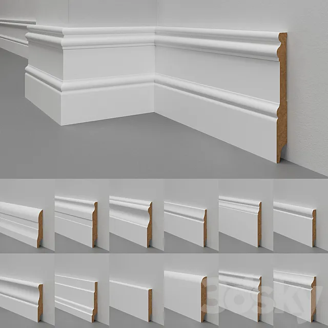 Skirting boards MDF Madest Decor (28 pieces) 3D Model