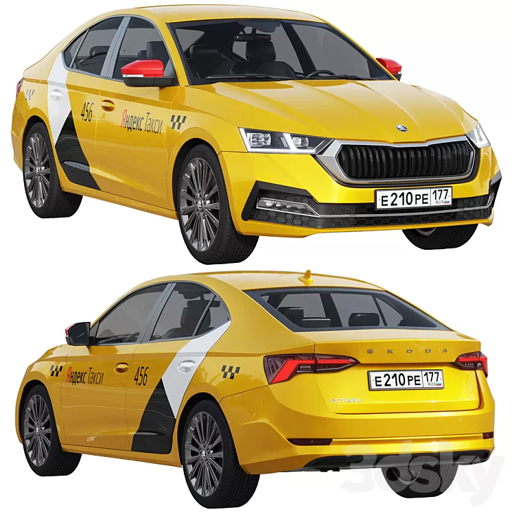 Skoda Octavia Taxi 3D Model Free Download