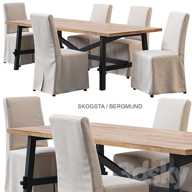 SKOGSTA _ BERGMUND IKEA table and chair 3DModel SKOGSTA _ BERGMUND IKEA table and chair 3DModel
