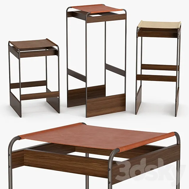 Skram Furniture – Piedmont No2 stool 3D Model