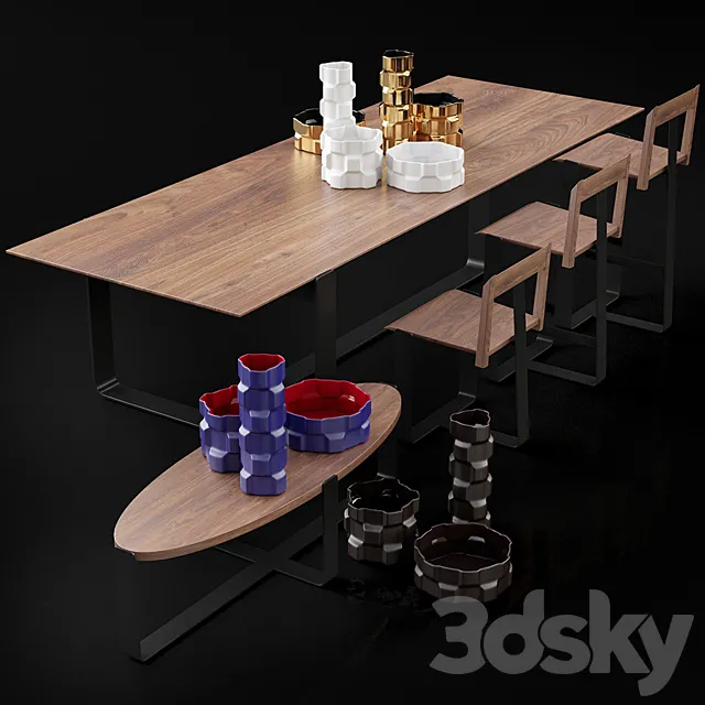 Skram Piedmont collection and Driade vases 3D Model